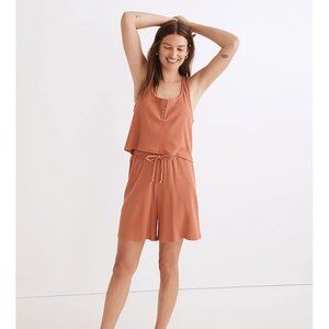 Madewell Pointelle Pajama Shorts and Racerback Henley Tank Set, XS